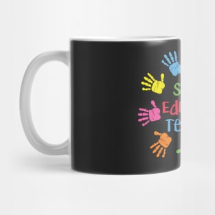 Handprints Special Education Teacher T-Shirt Mug